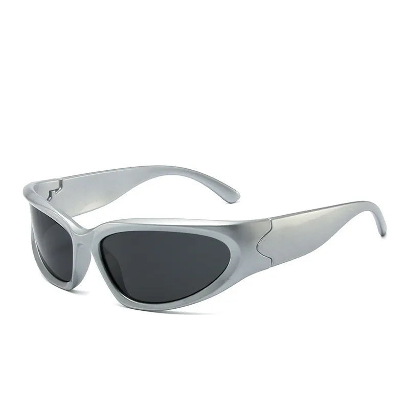 Polarized Y2K Sunglasses | Sporty Trend Style Silver/Black